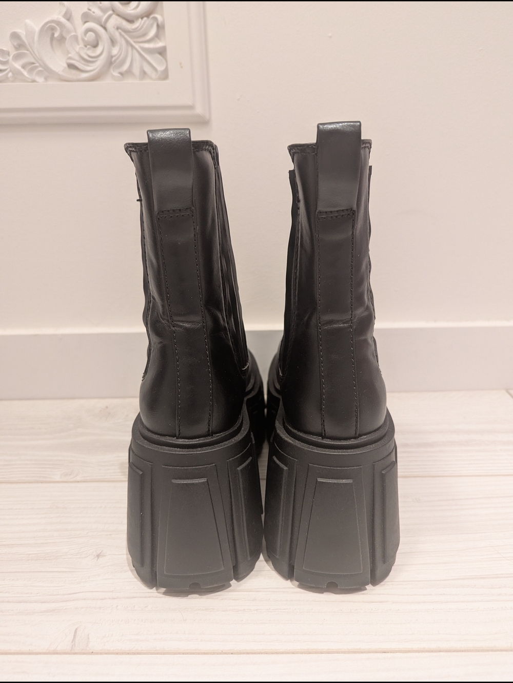 Dolls Kill Black Chunky Platform Chelsea Ankle Boots - Picture 2 of 7